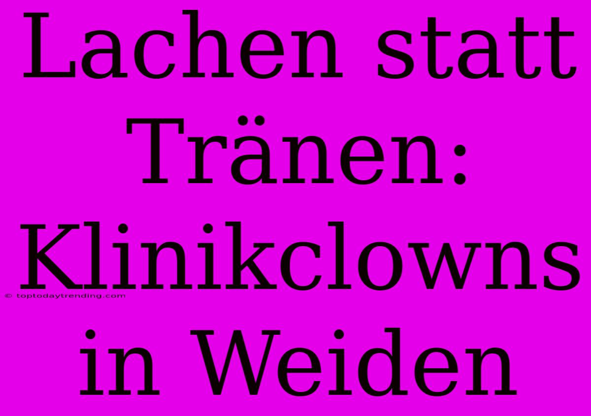 Lachen Statt Tränen: Klinikclowns In Weiden