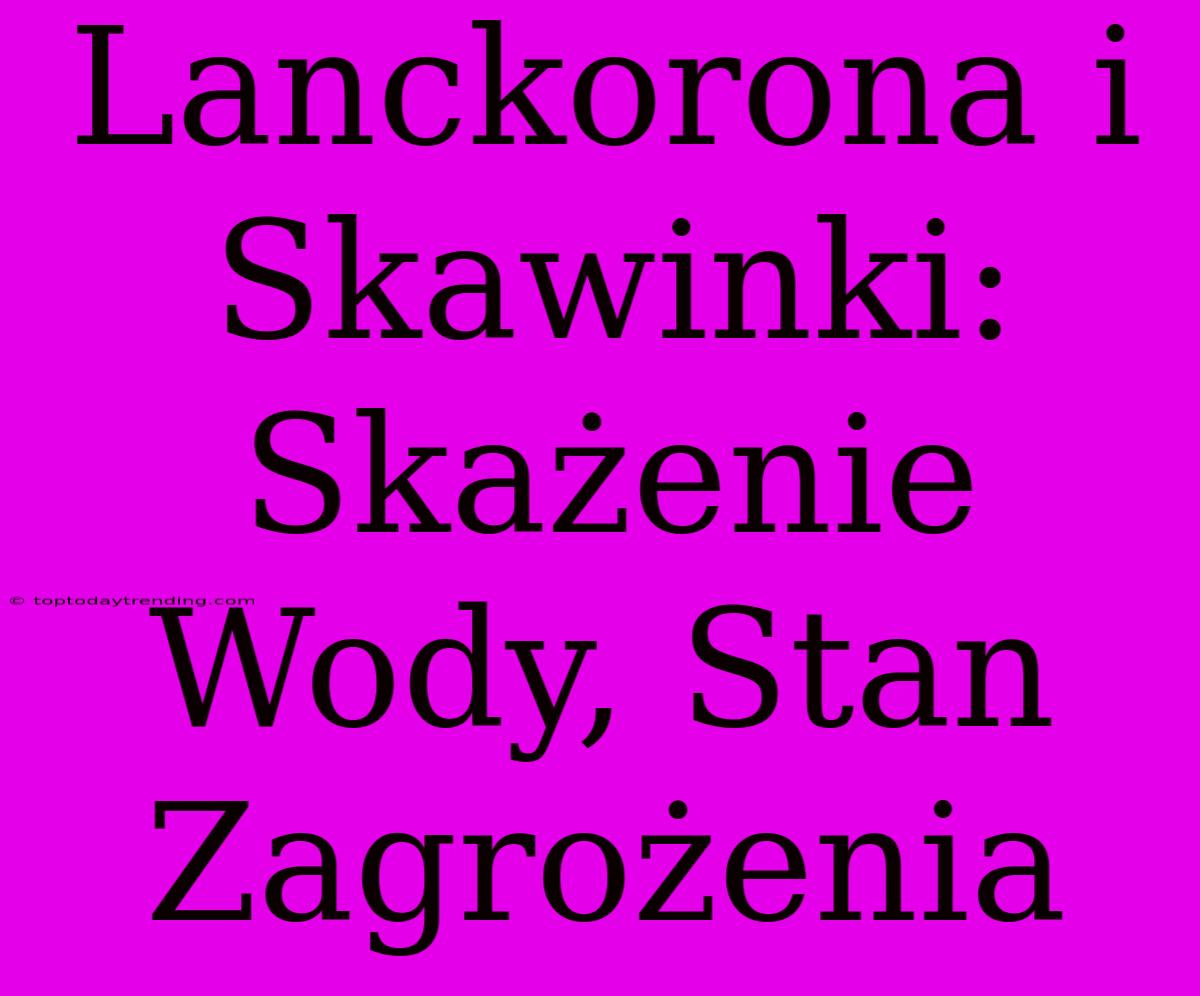 Lanckorona I Skawinki: Skażenie Wody, Stan Zagrożenia