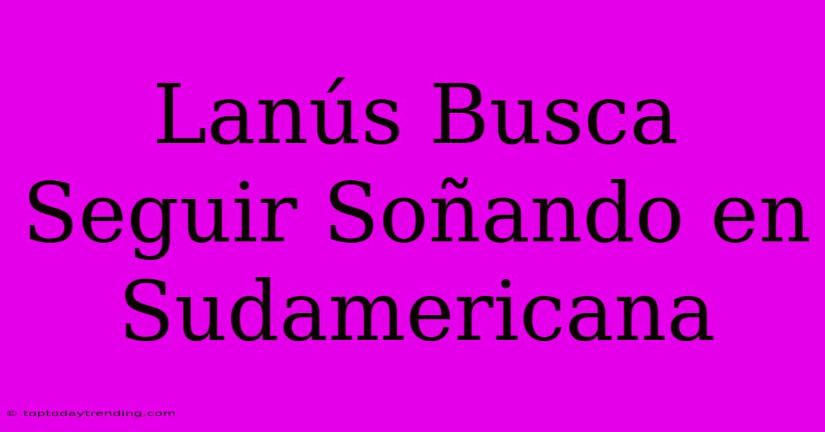 Lanús Busca Seguir Soñando En Sudamericana