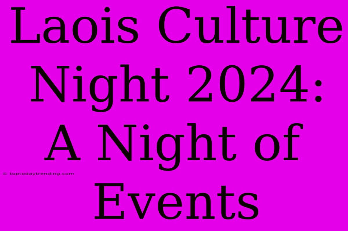 Laois Culture Night 2024:  A Night Of Events