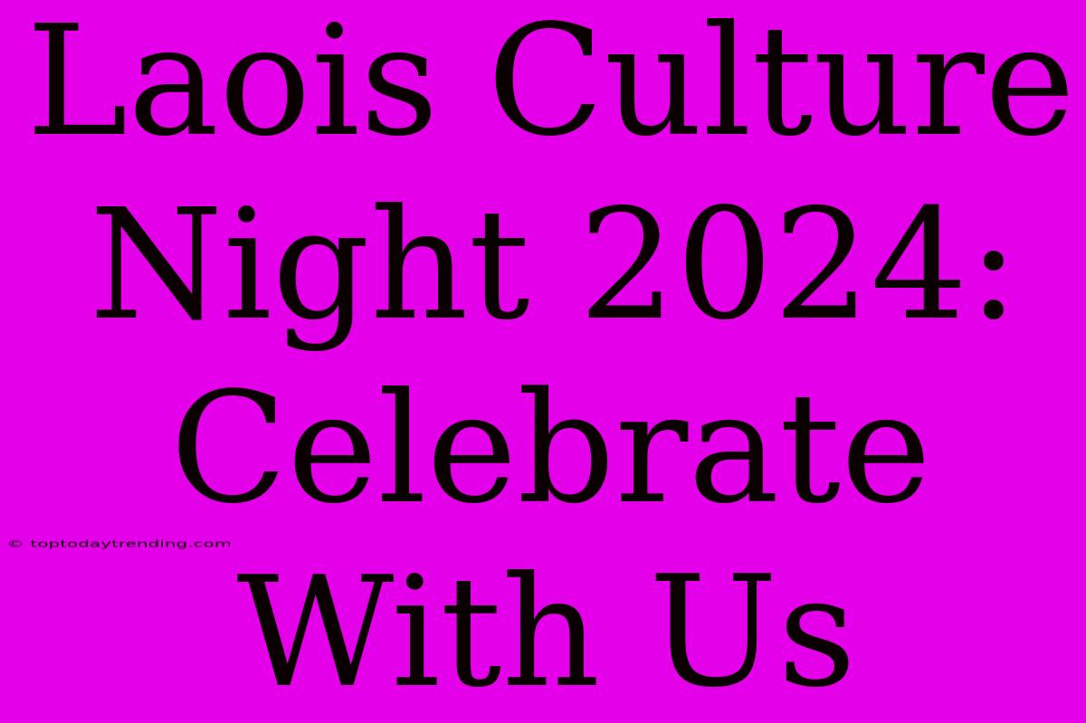 Laois Culture Night 2024: Celebrate With Us