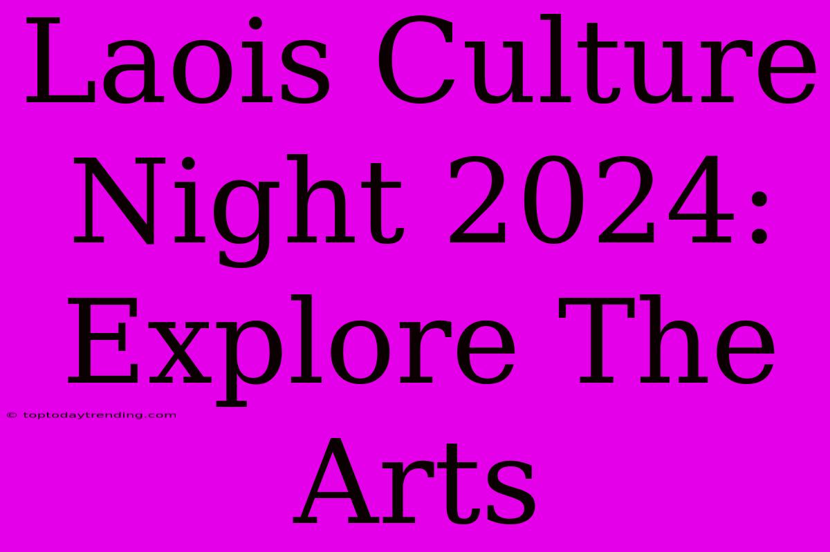 Laois Culture Night 2024: Explore The Arts