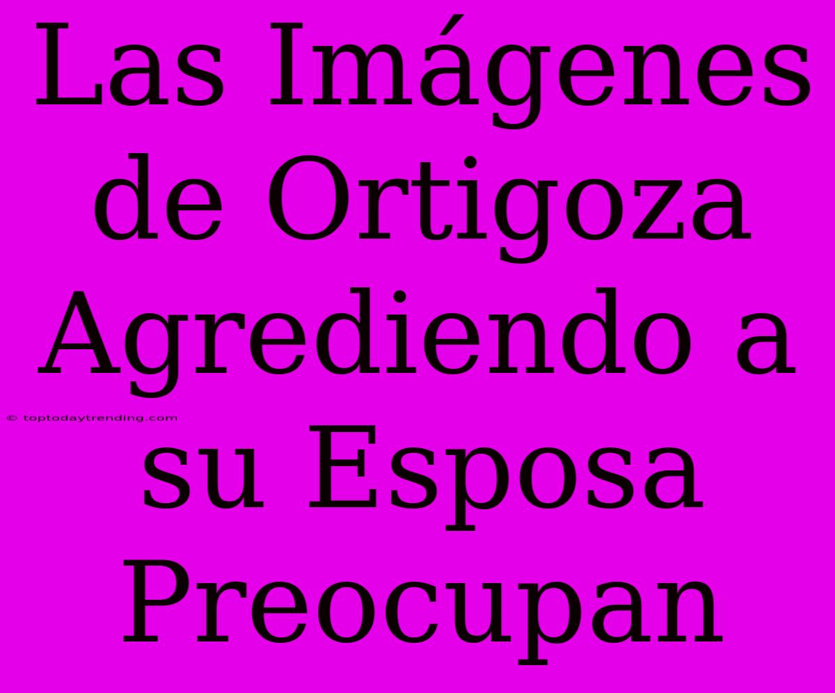 Las Imágenes De Ortigoza Agrediendo A Su Esposa Preocupan