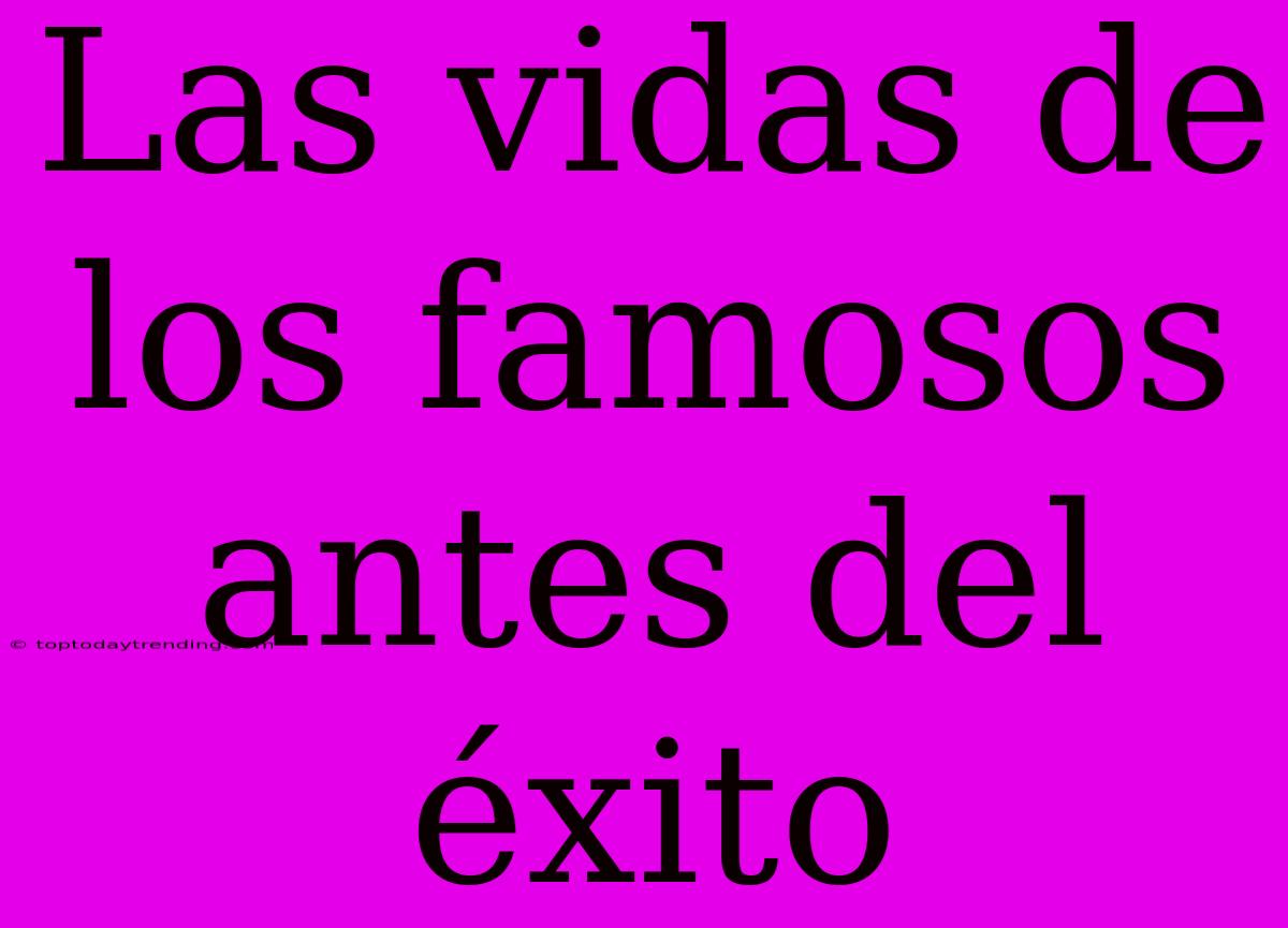 Las Vidas De Los Famosos Antes Del Éxito