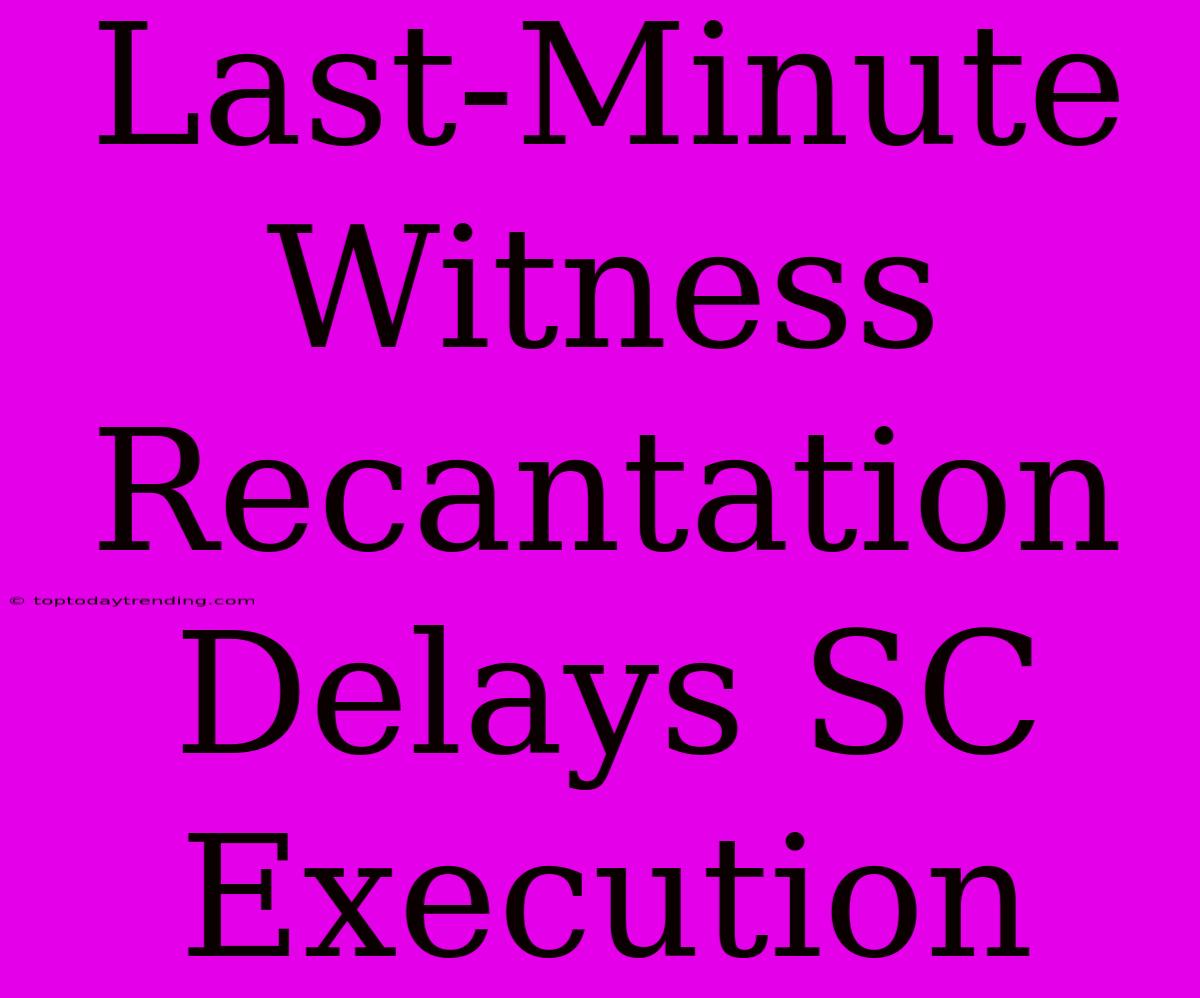 Last-Minute Witness Recantation Delays SC Execution