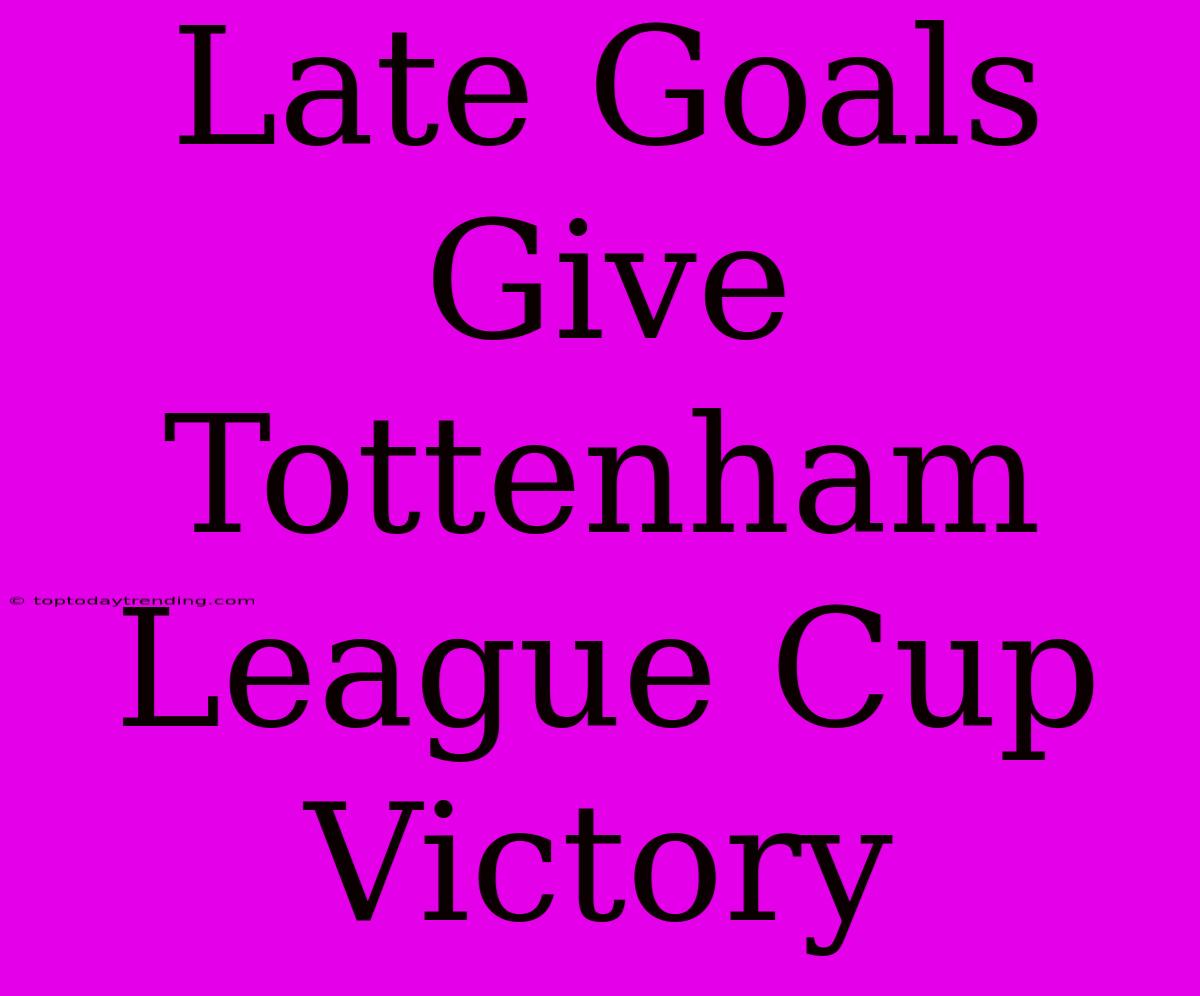 Late Goals Give Tottenham League Cup Victory