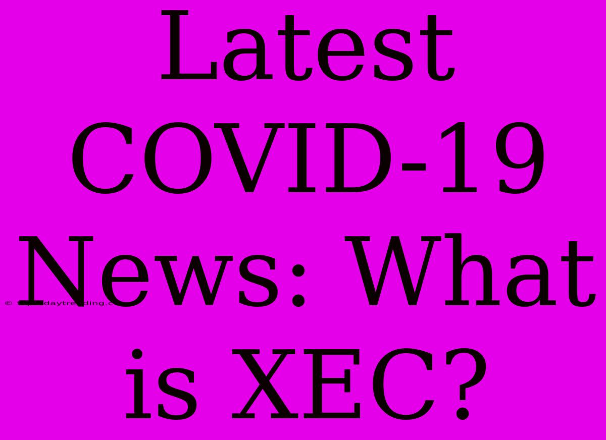 Latest COVID-19 News: What Is XEC?