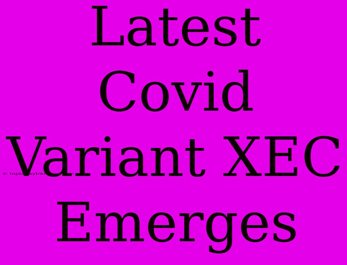 Latest Covid Variant XEC Emerges