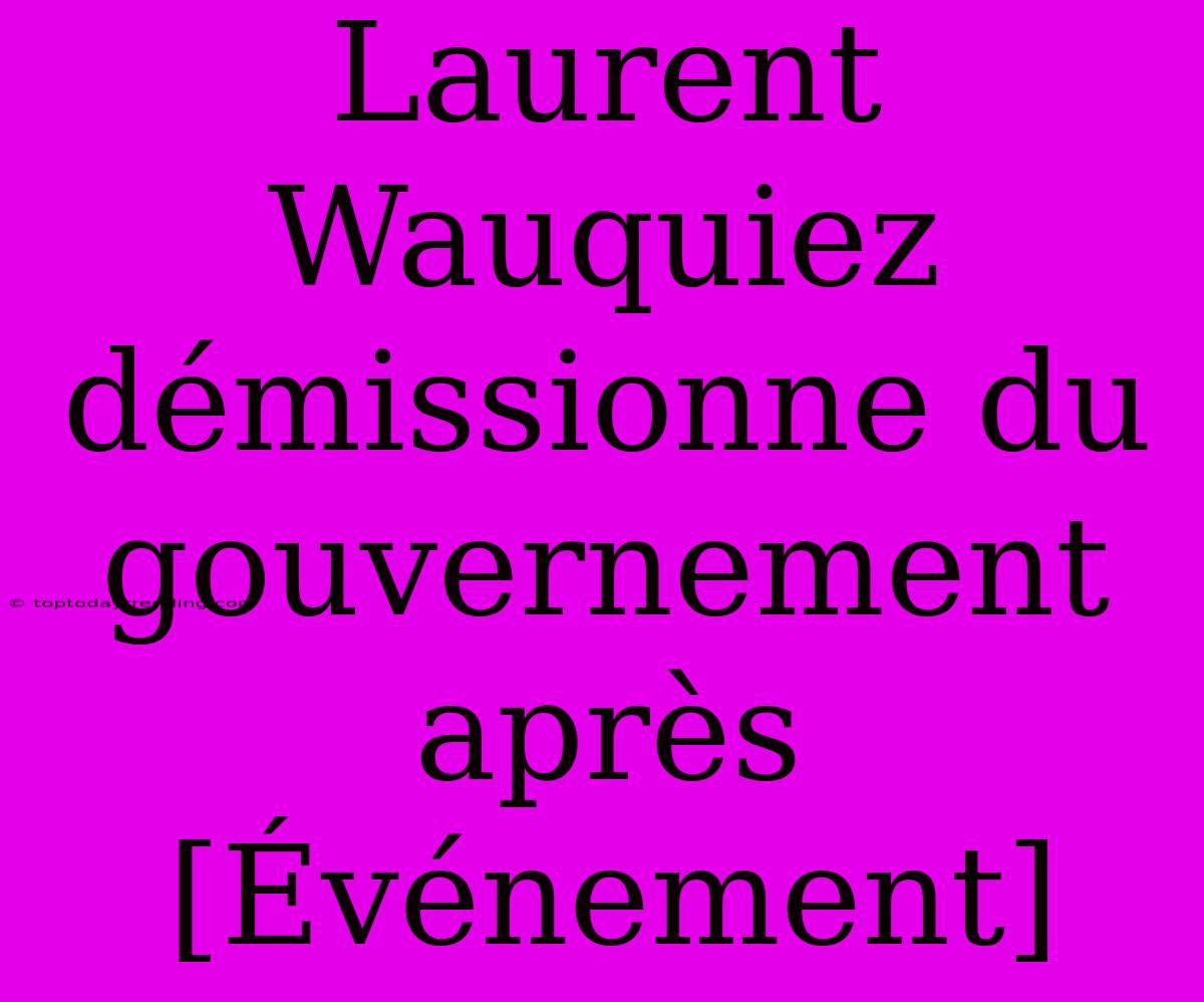 Laurent Wauquiez Démissionne Du Gouvernement Après [Événement]