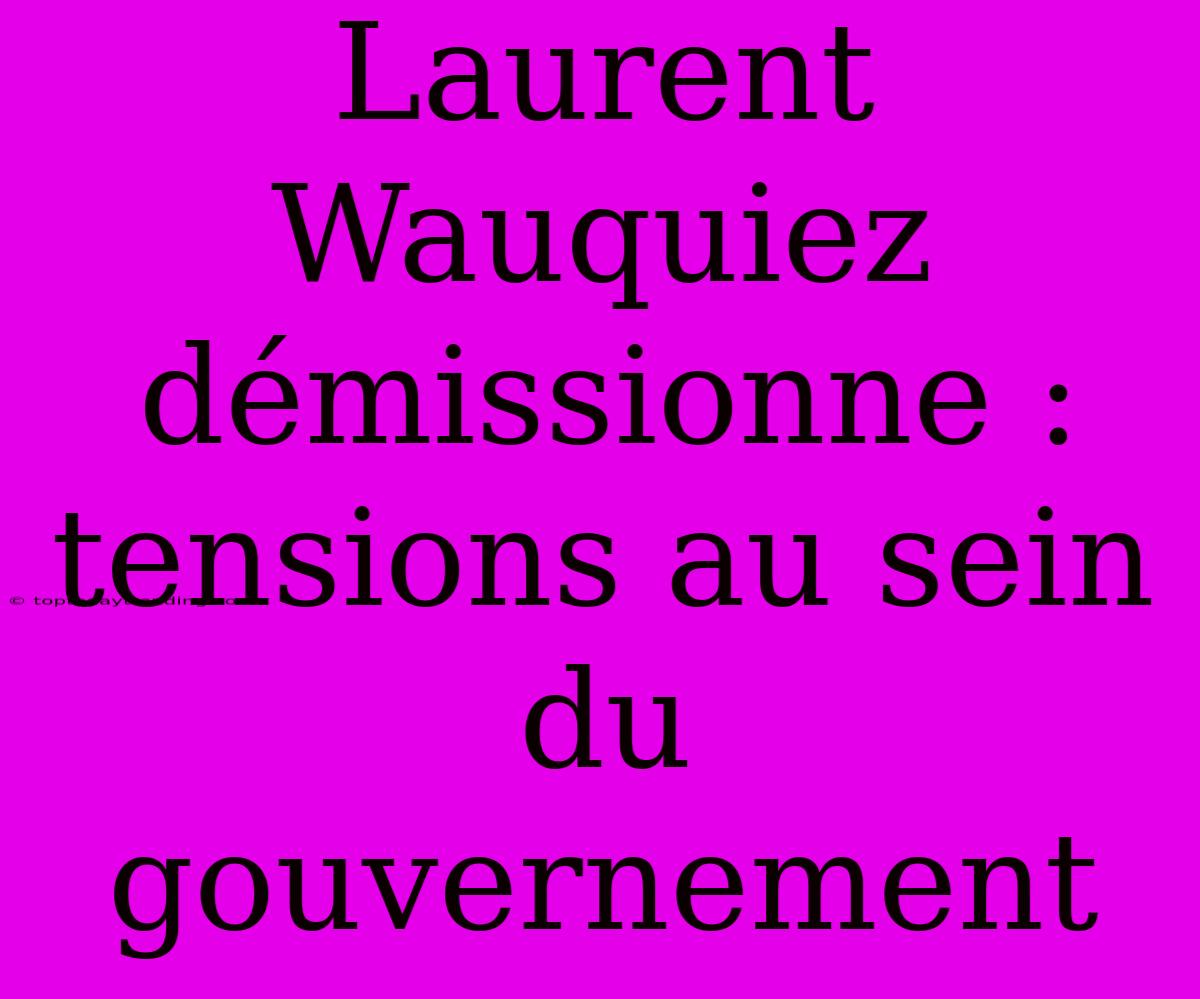 Laurent Wauquiez Démissionne : Tensions Au Sein Du Gouvernement