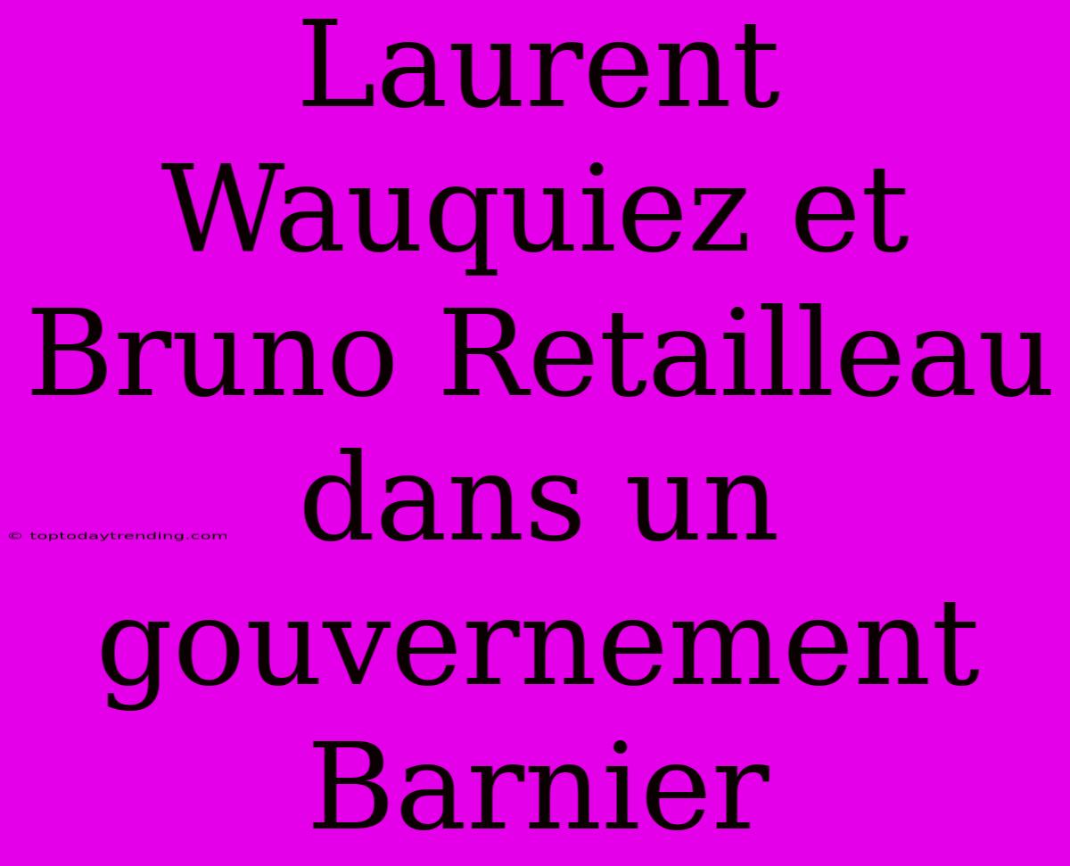 Laurent Wauquiez Et Bruno Retailleau Dans Un Gouvernement Barnier