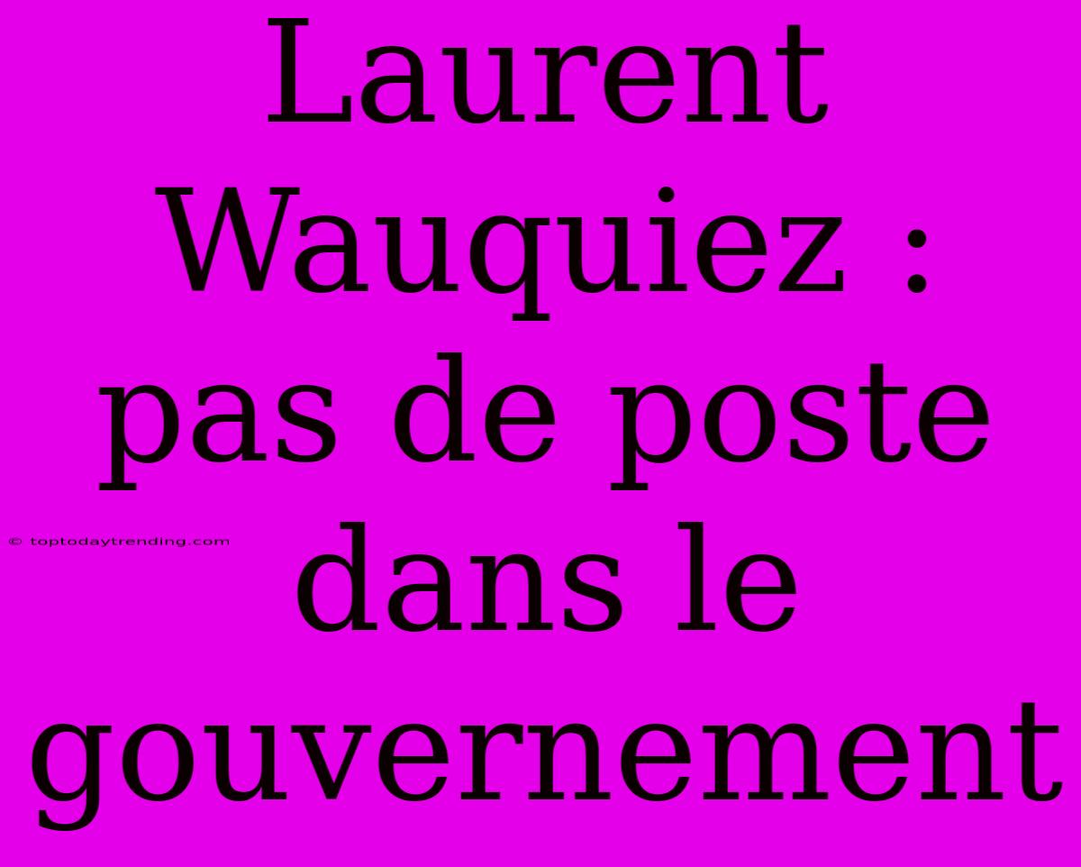 Laurent Wauquiez : Pas De Poste Dans Le Gouvernement