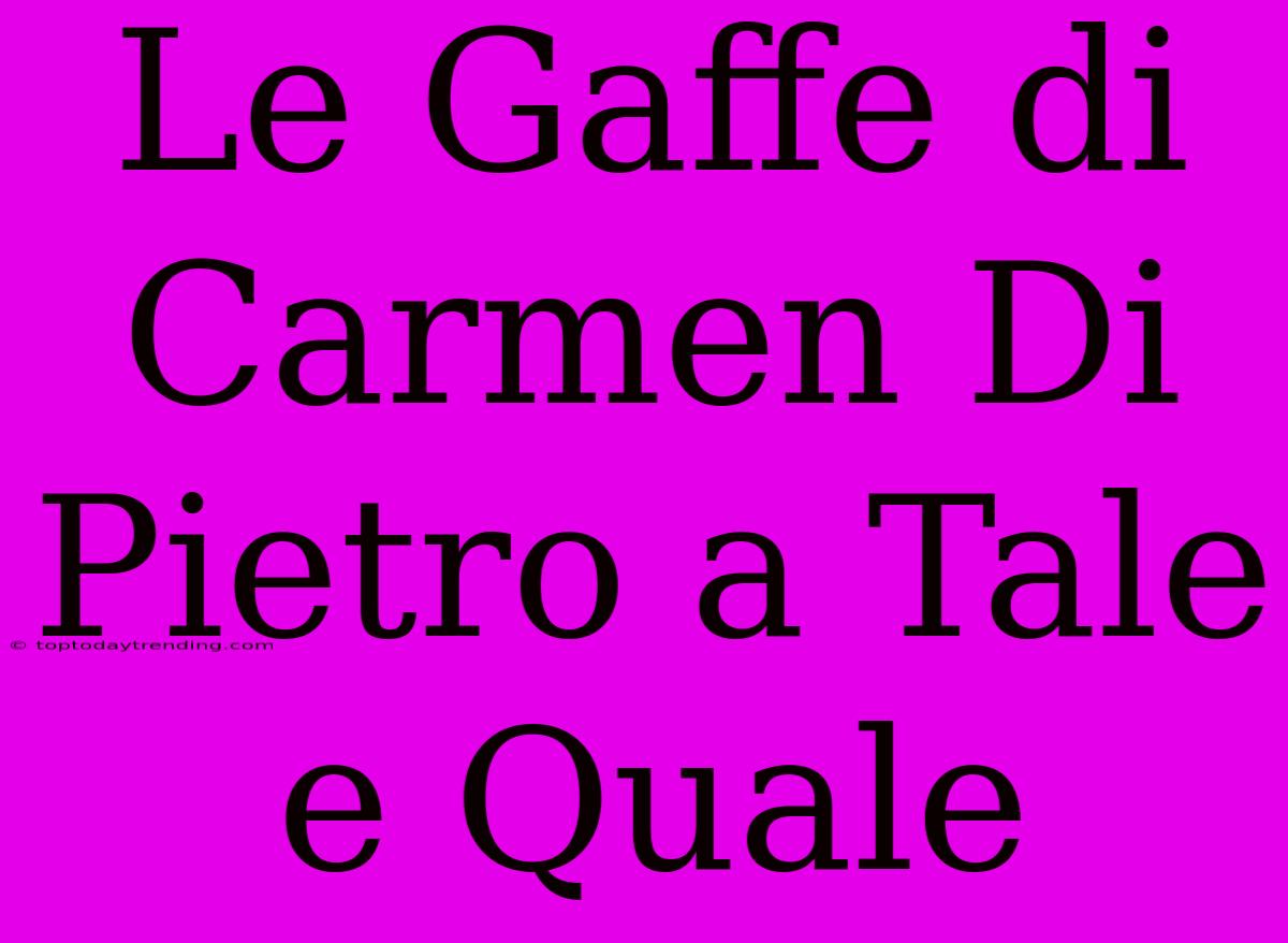 Le Gaffe Di Carmen Di Pietro A Tale E Quale