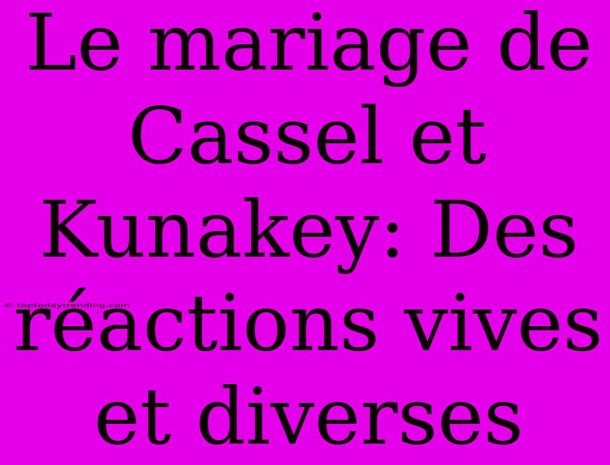 Le Mariage De Cassel Et Kunakey: Des Réactions Vives Et Diverses