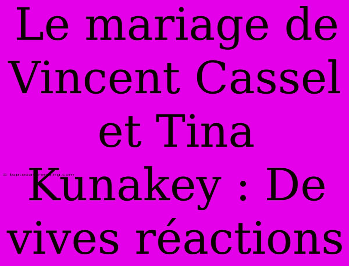 Le Mariage De Vincent Cassel Et Tina Kunakey : De Vives Réactions