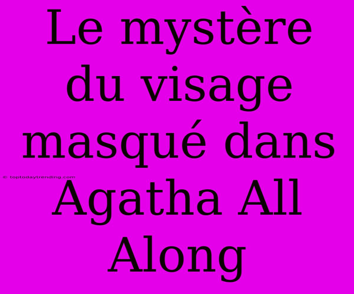 Le Mystère Du Visage Masqué Dans Agatha All Along