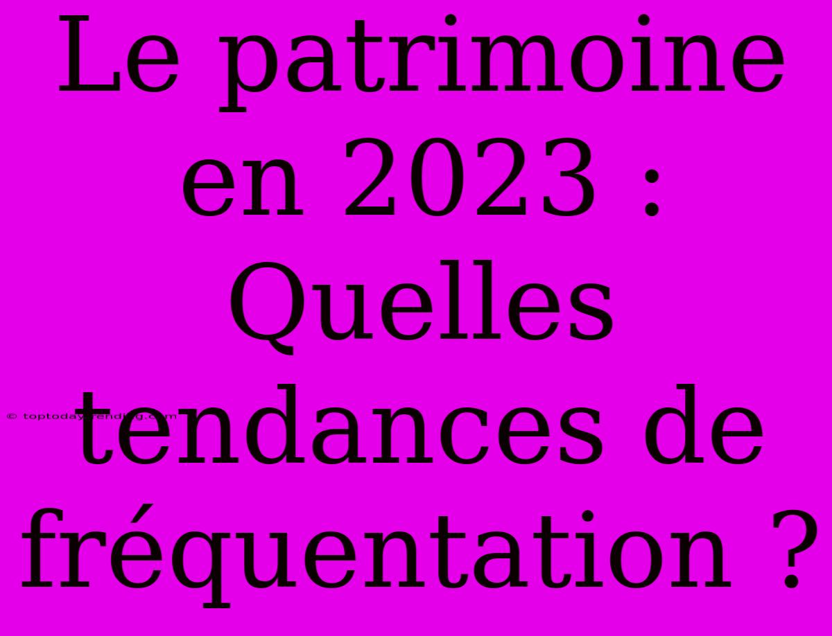 Le Patrimoine En 2023 : Quelles Tendances De Fréquentation ?