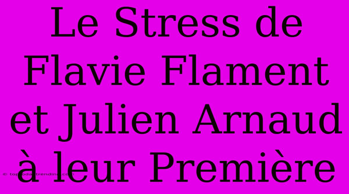 Le Stress De Flavie Flament Et Julien Arnaud À Leur Première