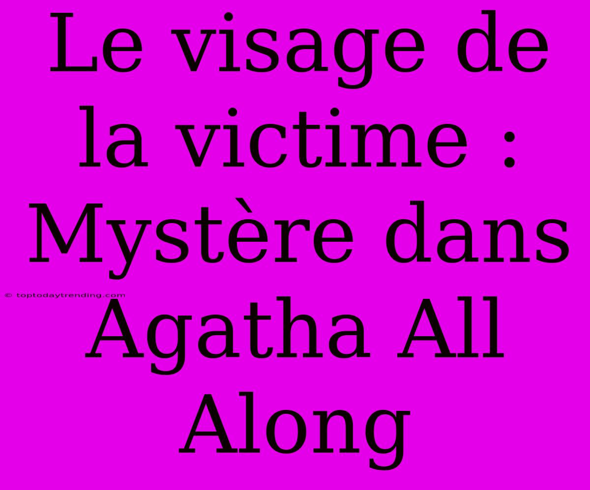 Le Visage De La Victime : Mystère Dans Agatha All Along