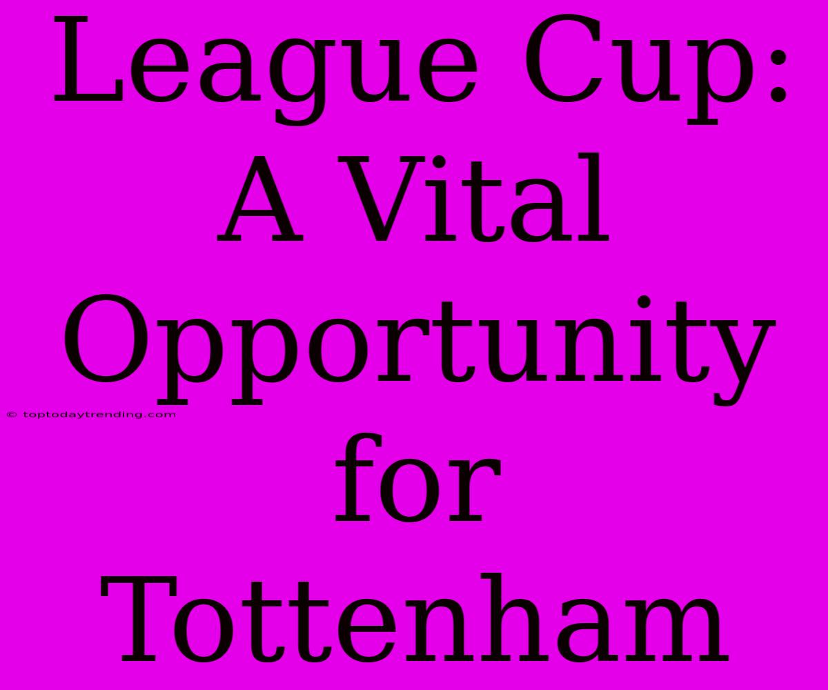 League Cup: A Vital Opportunity For Tottenham