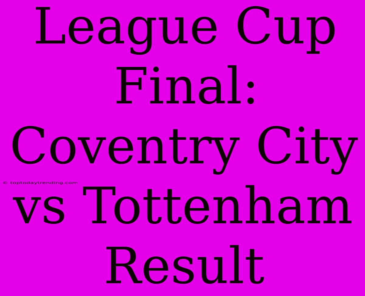 League Cup Final: Coventry City Vs Tottenham Result