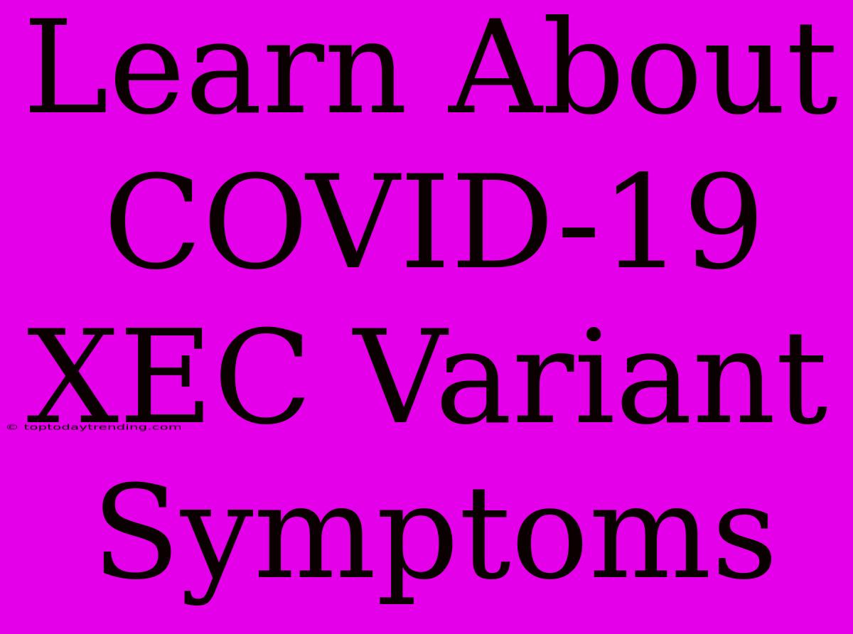 Learn About COVID-19 XEC Variant Symptoms