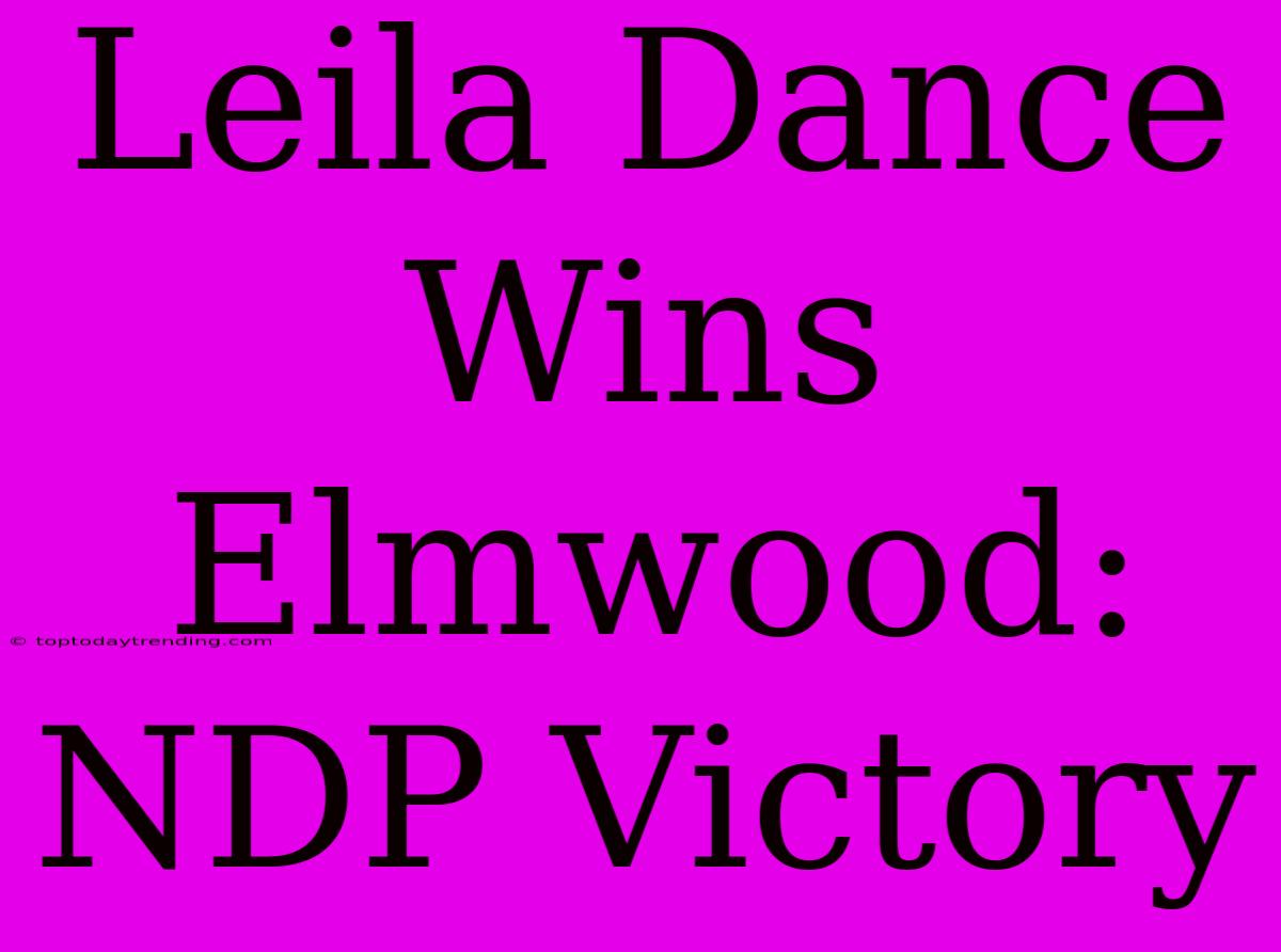 Leila Dance Wins Elmwood: NDP Victory