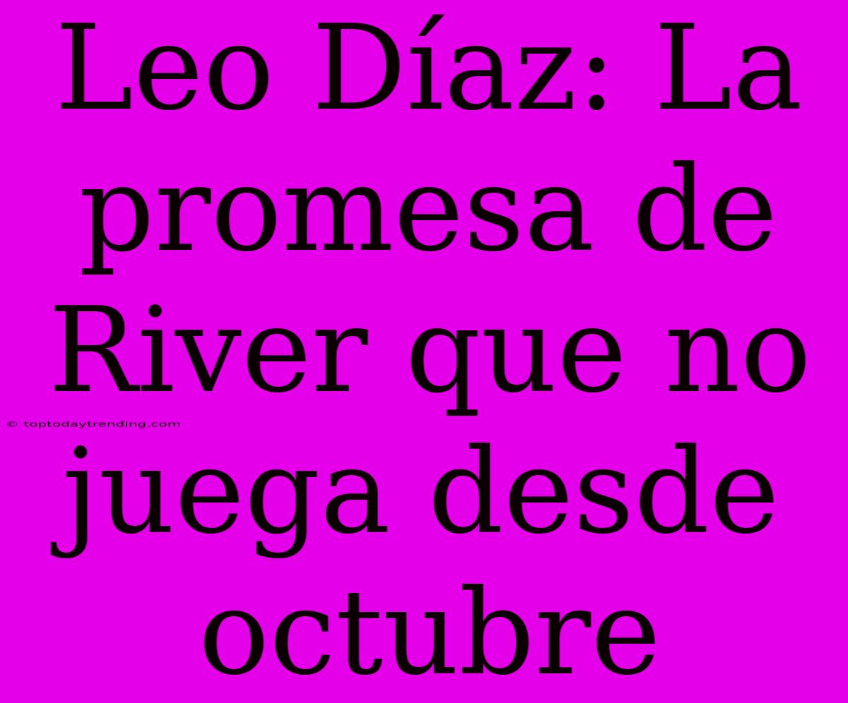 Leo Díaz: La Promesa De River Que No Juega Desde Octubre