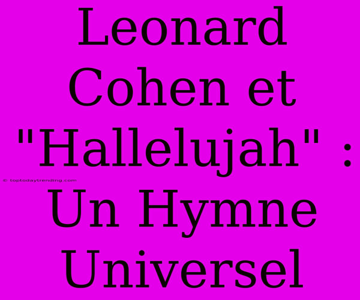 Leonard Cohen Et 