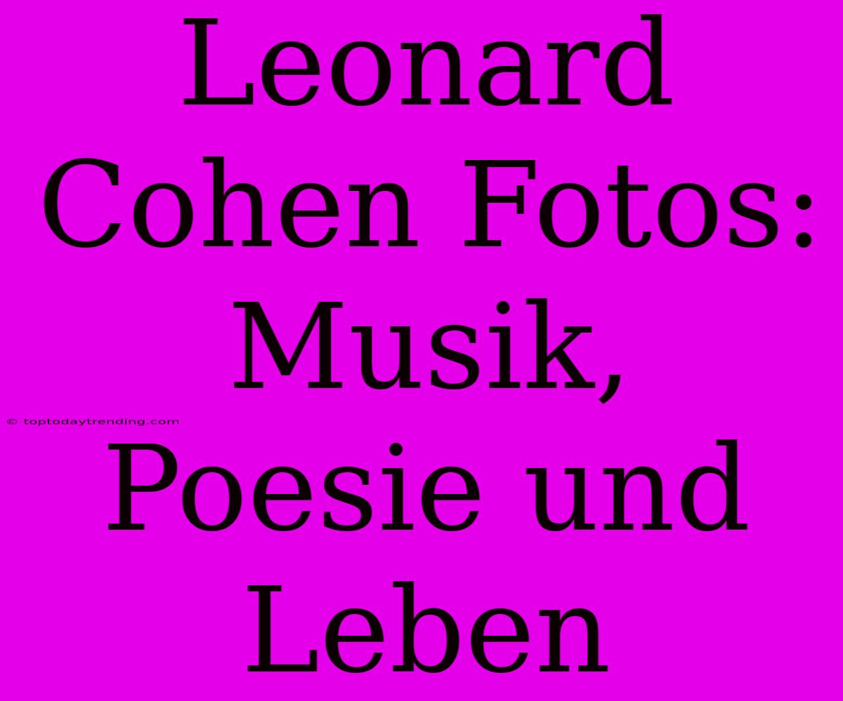 Leonard Cohen Fotos: Musik, Poesie Und Leben