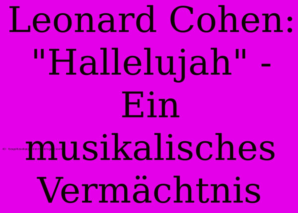 Leonard Cohen: 