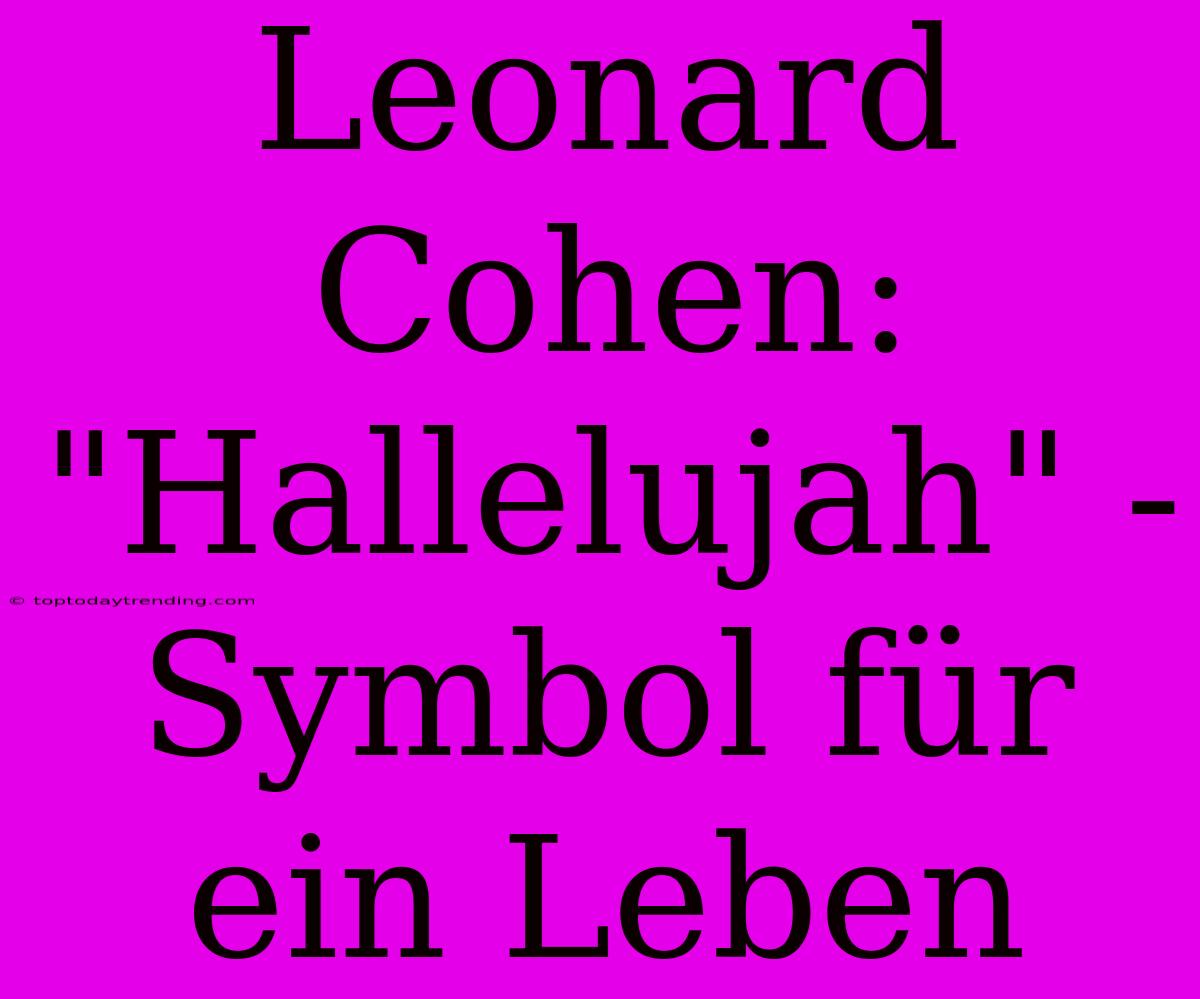 Leonard Cohen: 