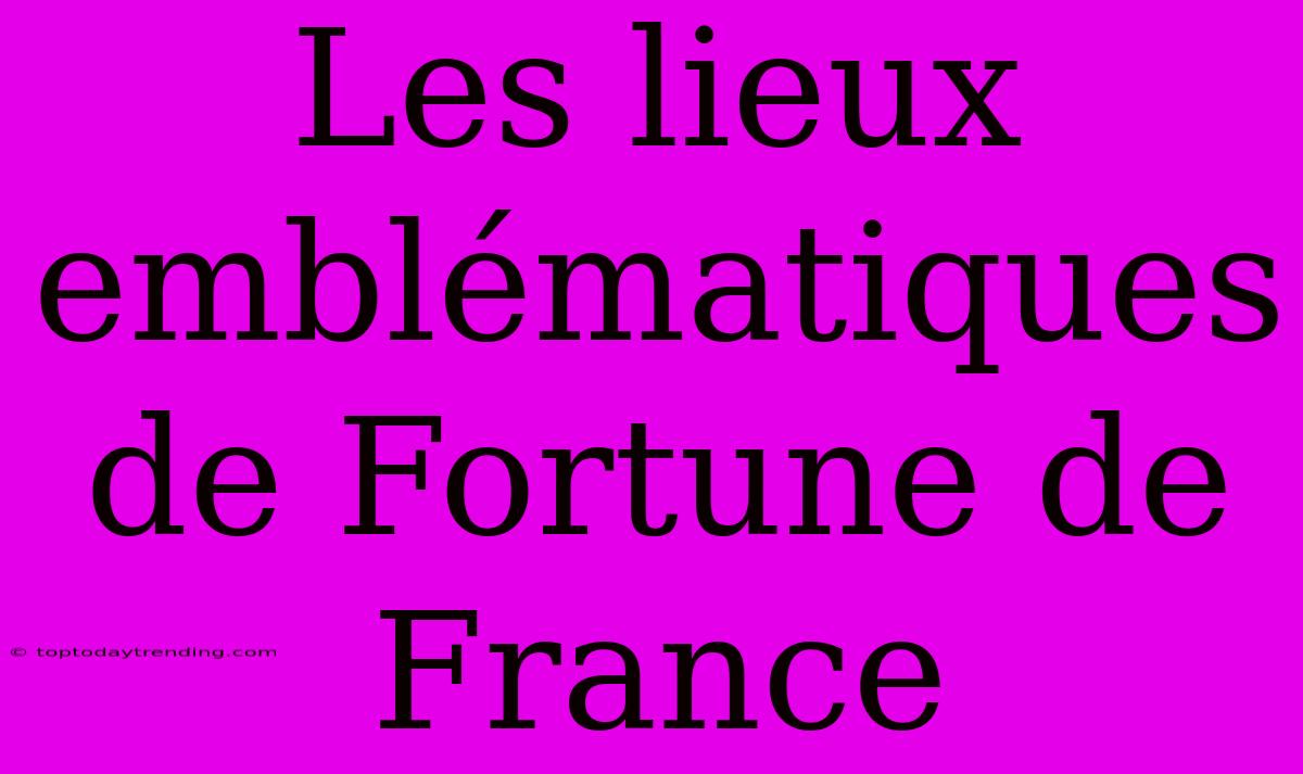 Les Lieux Emblématiques De Fortune De France