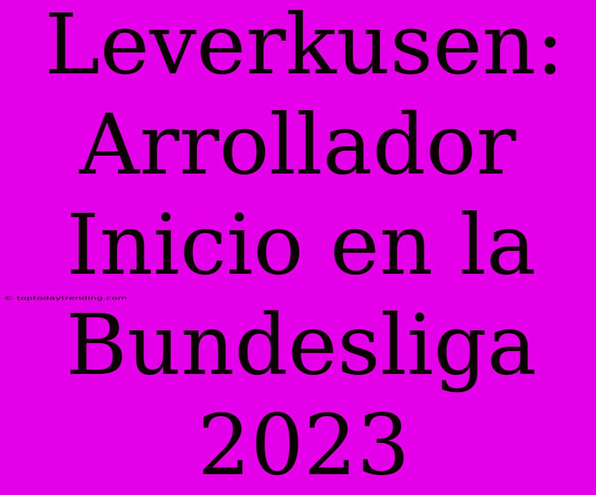 Leverkusen: Arrollador Inicio En La Bundesliga 2023