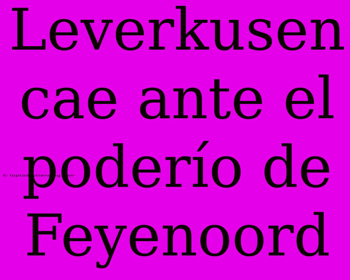 Leverkusen Cae Ante El Poderío De Feyenoord