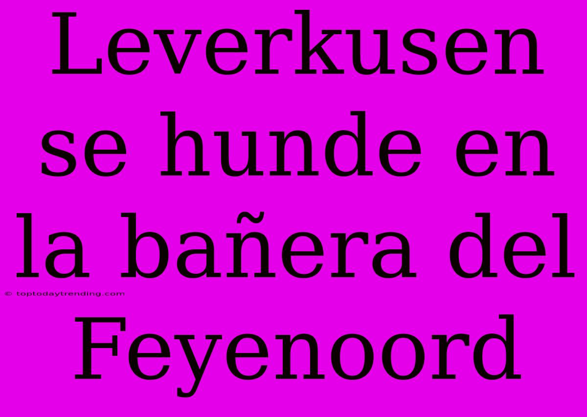 Leverkusen Se Hunde En La Bañera Del Feyenoord