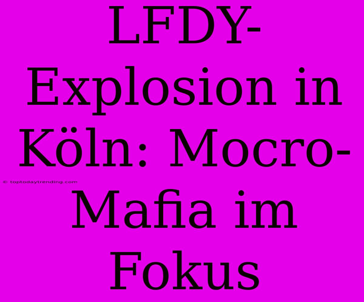 LFDY-Explosion In Köln: Mocro-Mafia Im Fokus