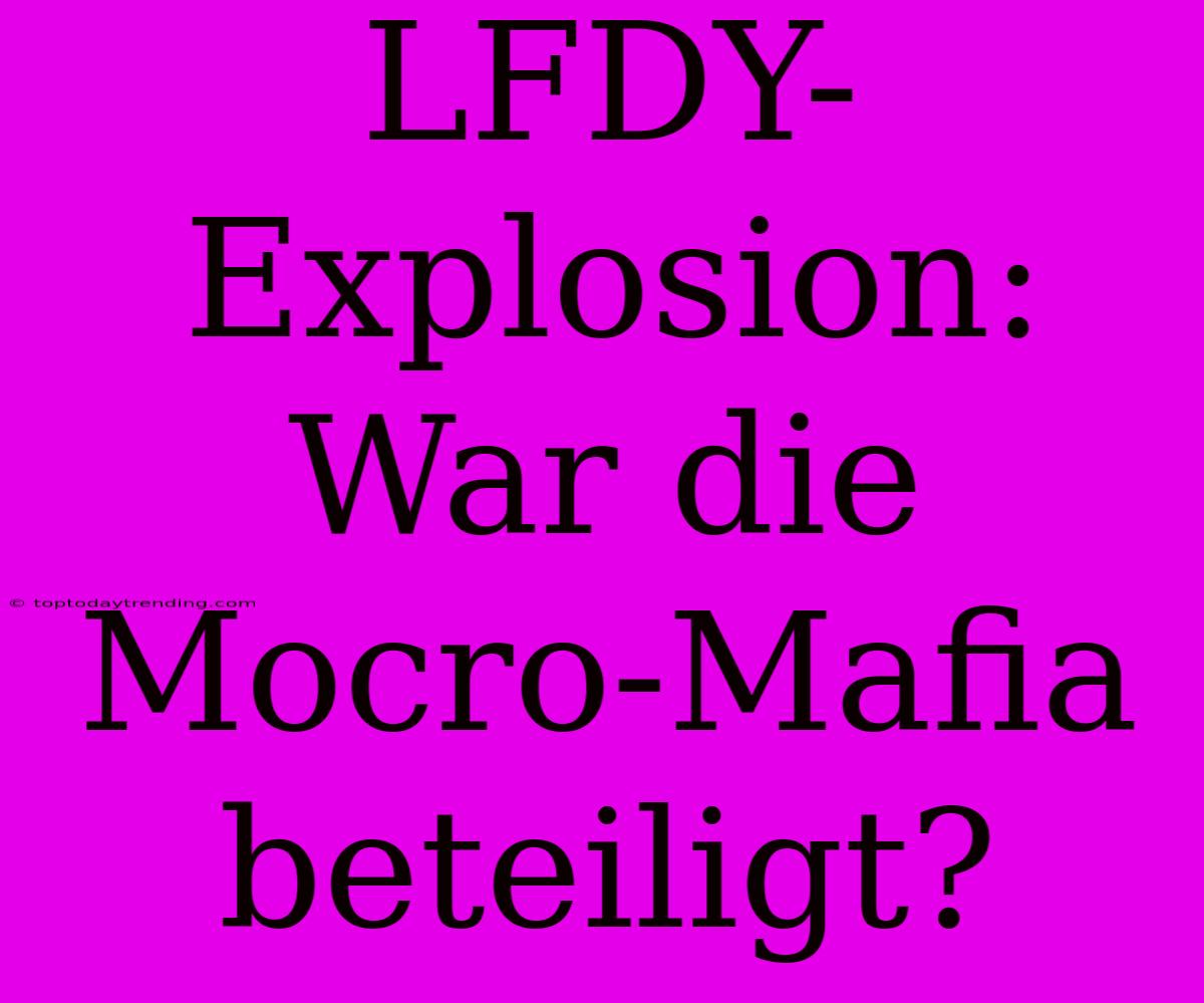 LFDY-Explosion: War Die Mocro-Mafia Beteiligt?