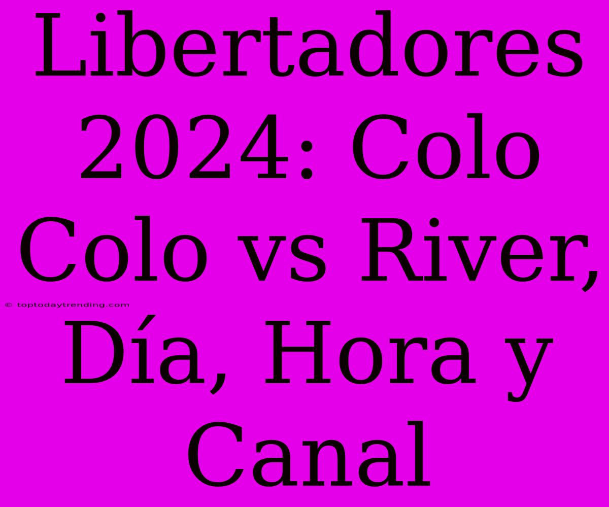 Libertadores 2024: Colo Colo Vs River, Día, Hora Y Canal