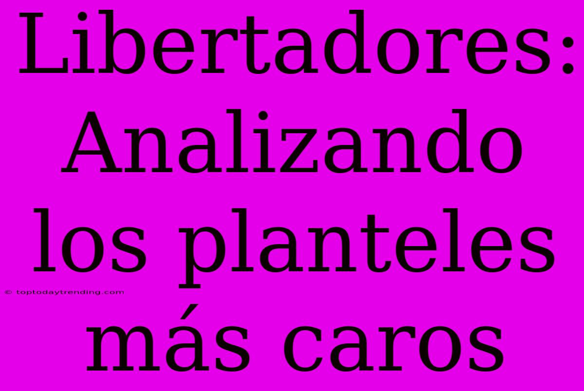 Libertadores: Analizando Los Planteles Más Caros