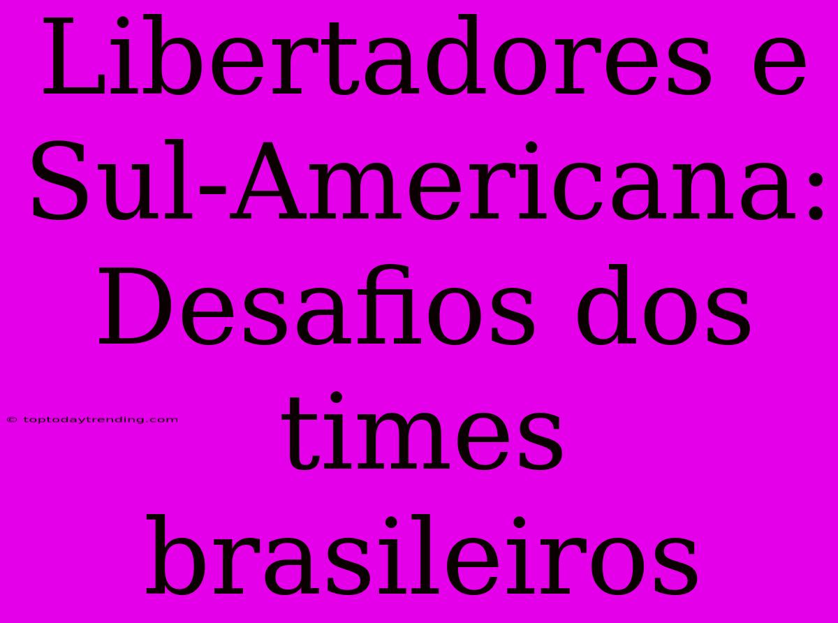 Libertadores E Sul-Americana: Desafios Dos Times Brasileiros