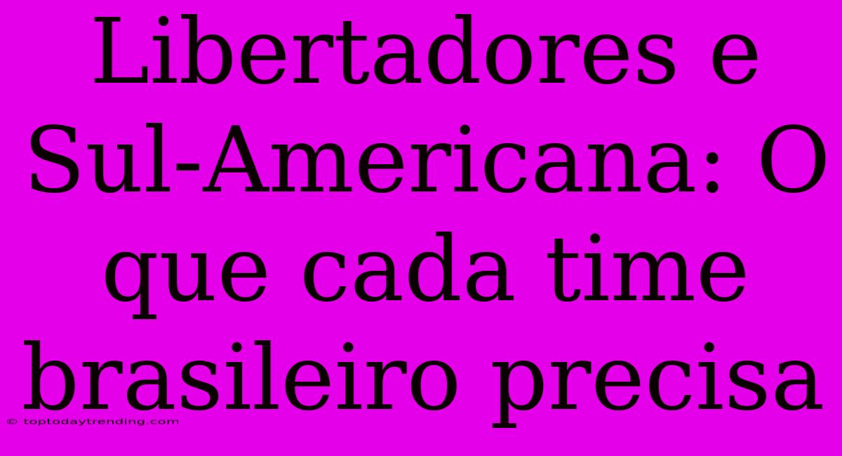 Libertadores E Sul-Americana: O Que Cada Time Brasileiro Precisa