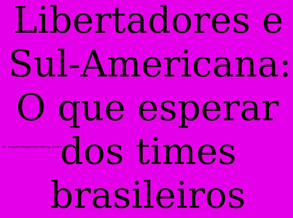 Libertadores E Sul-Americana: O Que Esperar Dos Times Brasileiros