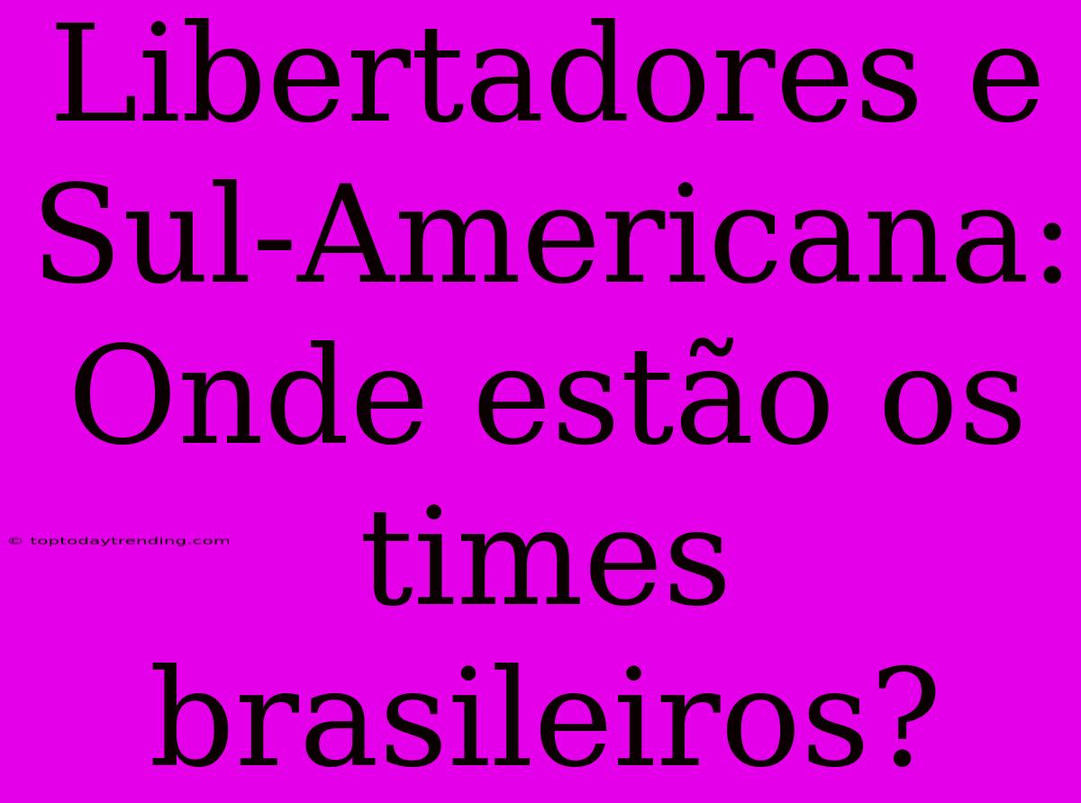 Libertadores E Sul-Americana: Onde Estão Os Times Brasileiros?