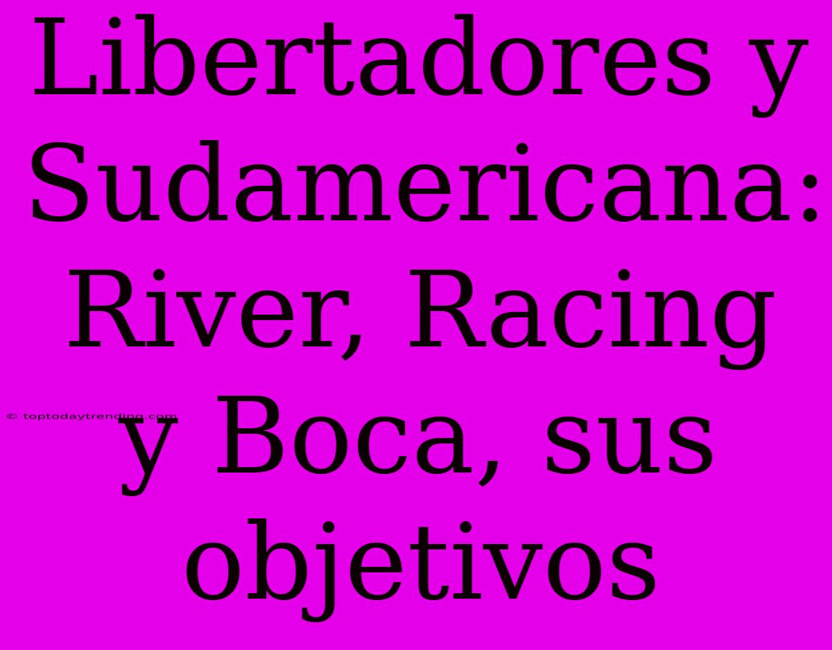 Libertadores Y Sudamericana: River, Racing Y Boca, Sus Objetivos