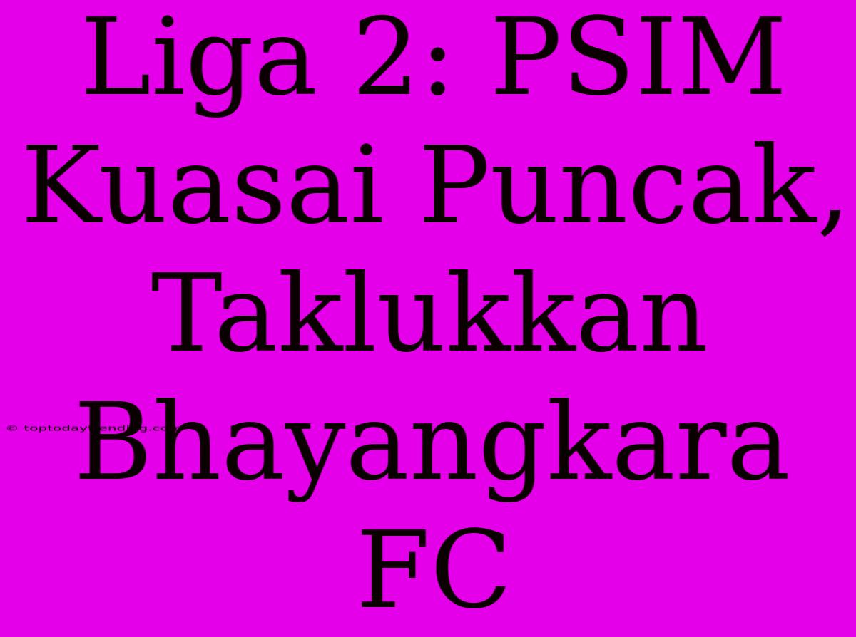 Liga 2: PSIM Kuasai Puncak, Taklukkan Bhayangkara FC