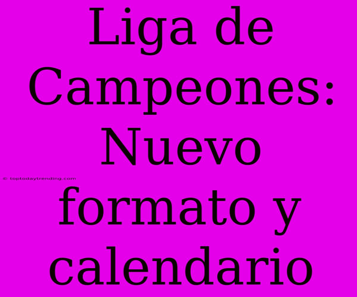 Liga De Campeones:  Nuevo Formato Y Calendario