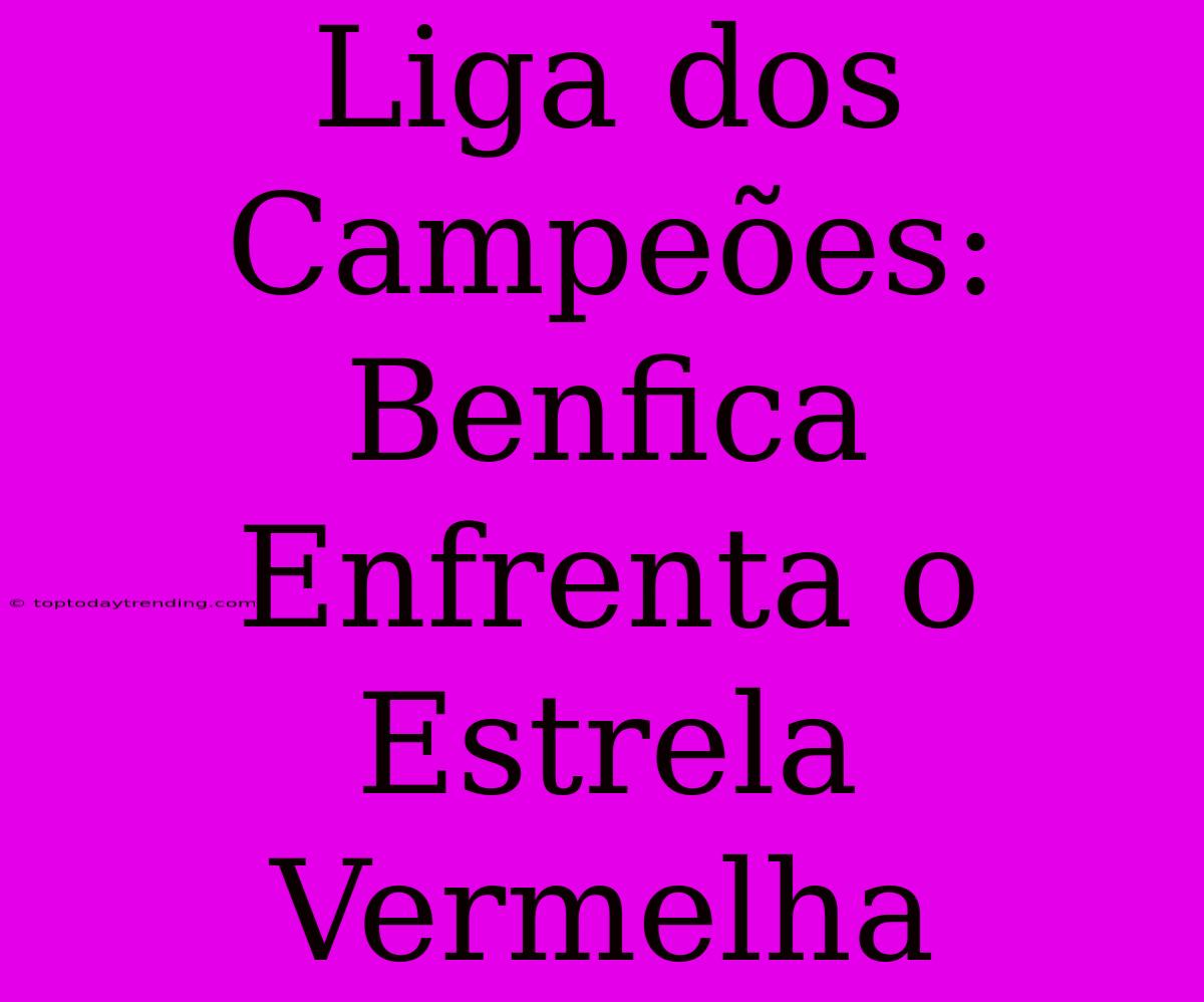 Liga Dos Campeões: Benfica Enfrenta O Estrela Vermelha