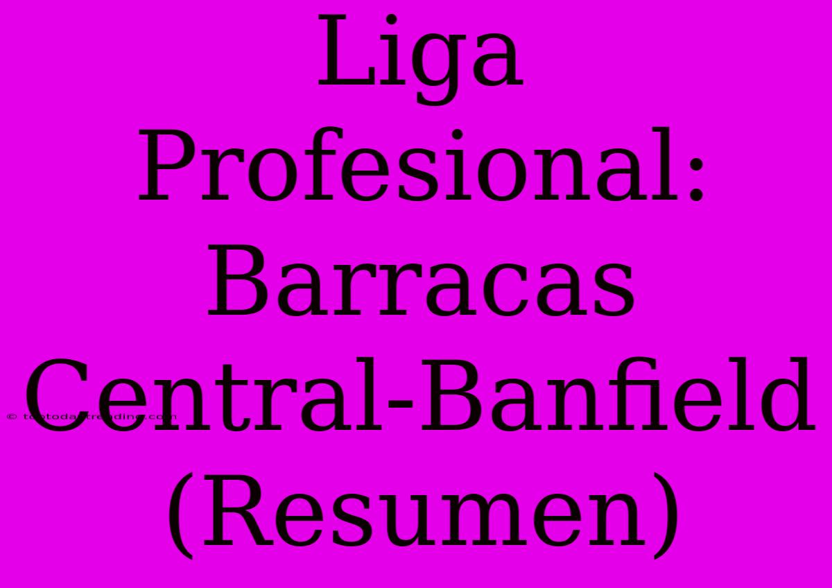 Liga Profesional: Barracas Central-Banfield (Resumen)