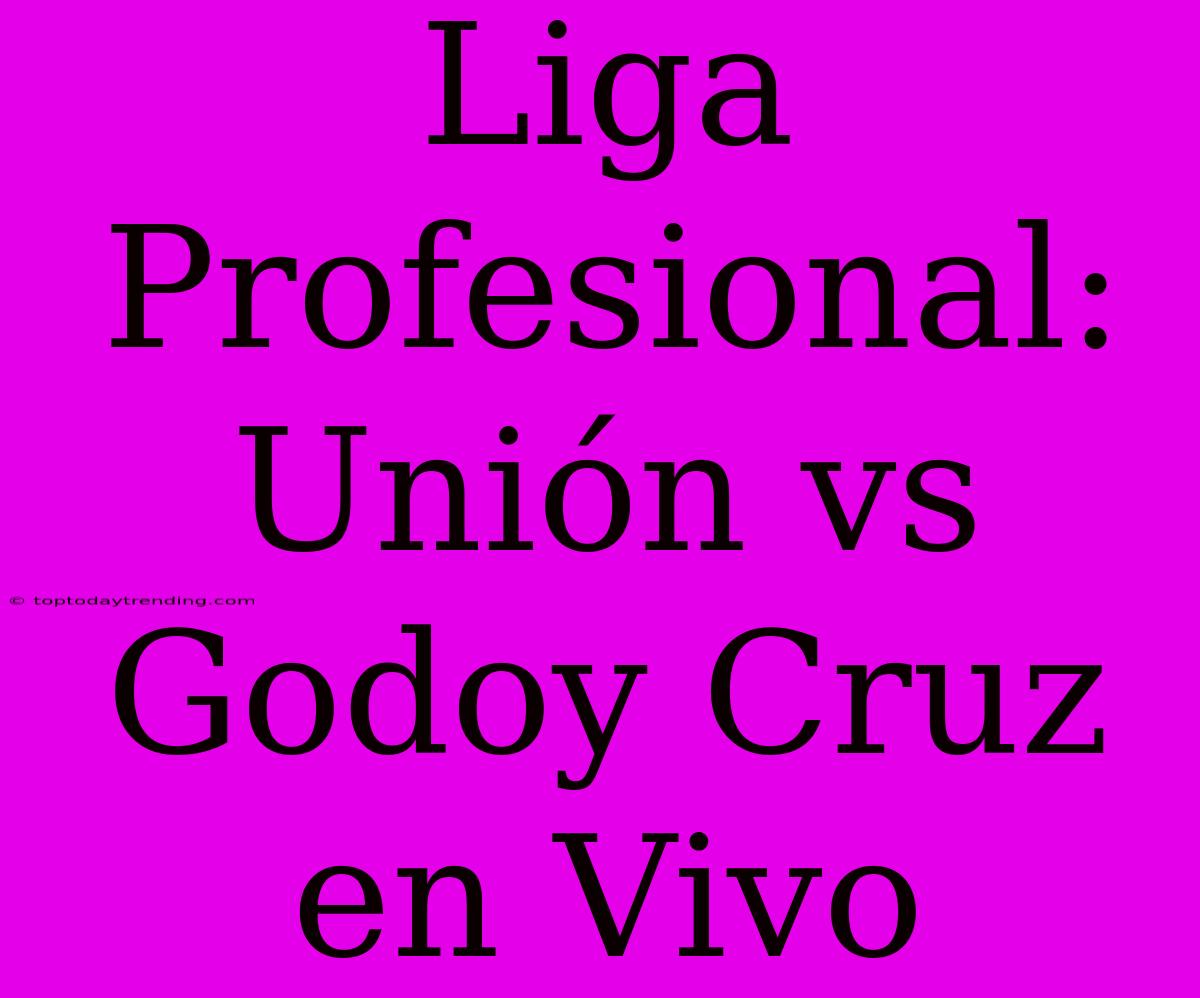 Liga Profesional: Unión Vs Godoy Cruz En Vivo